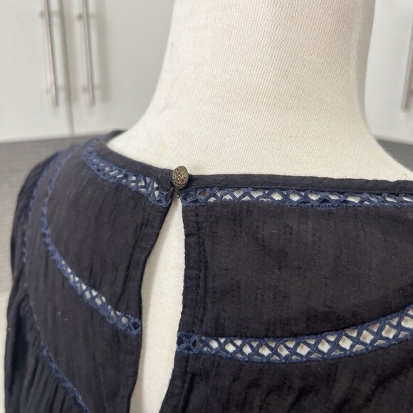 Anthropologie Salma Embroidered Peasant Blouse Size 0 Black Top - Picture 8 of 8